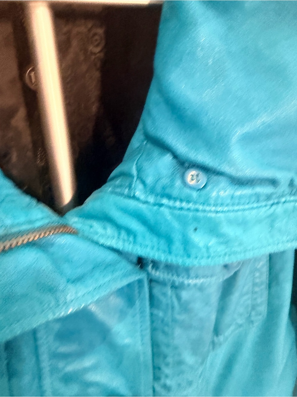 Danier Genuine Leather Turquoise Blue Utility Jacket Size Large - Picture 10 of 16